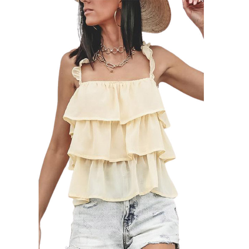 Summer New Sling Ruffle Top Vest - Clevecorner
