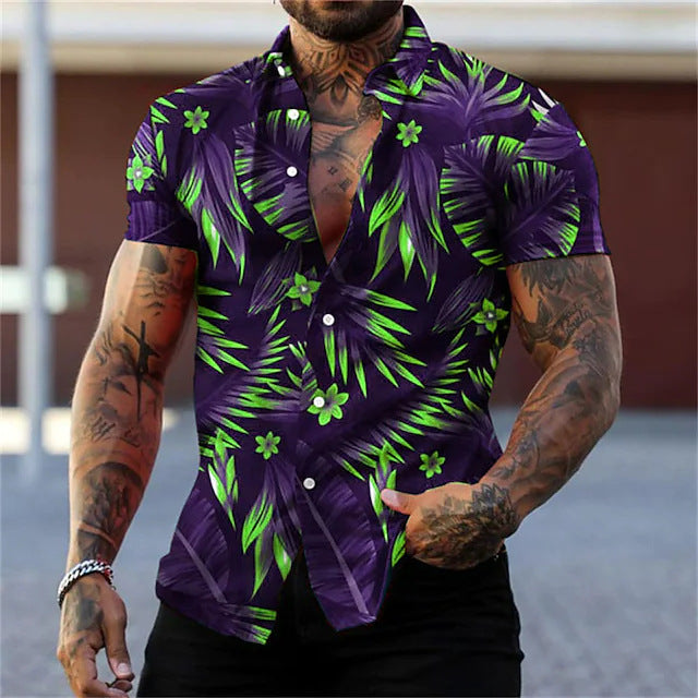 Stylish Men's Leaf Print Shirt