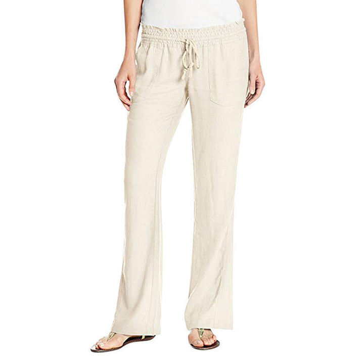 Cotton Linen Lace-up Loose Trousers