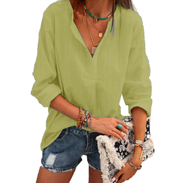 Solid Color Cotton Linen Top