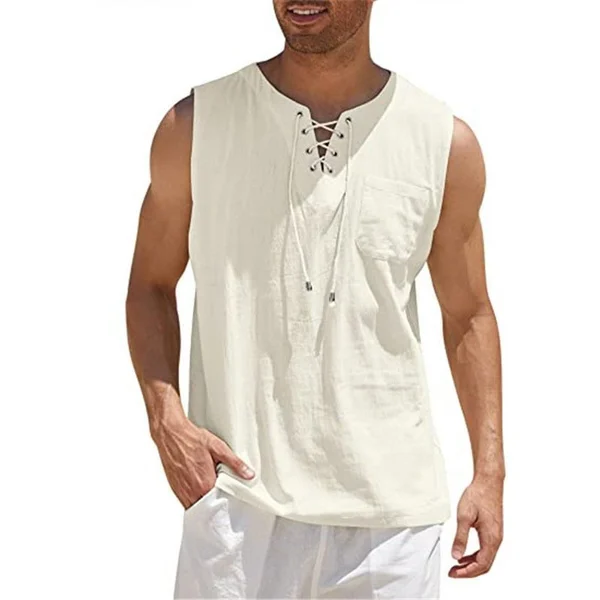 Men's Cotton Linen Sleeveless Shirt