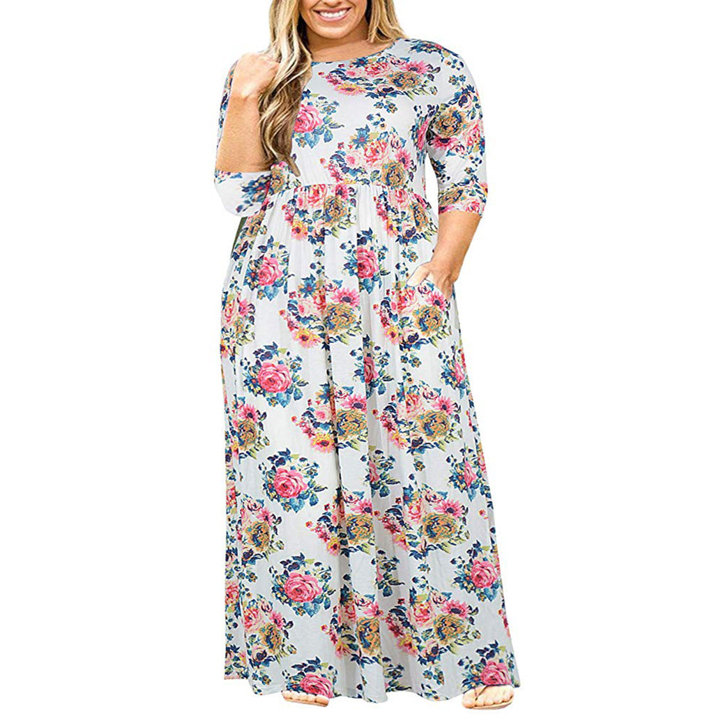 Short Sleeve Round Neck Solid Color Dress
