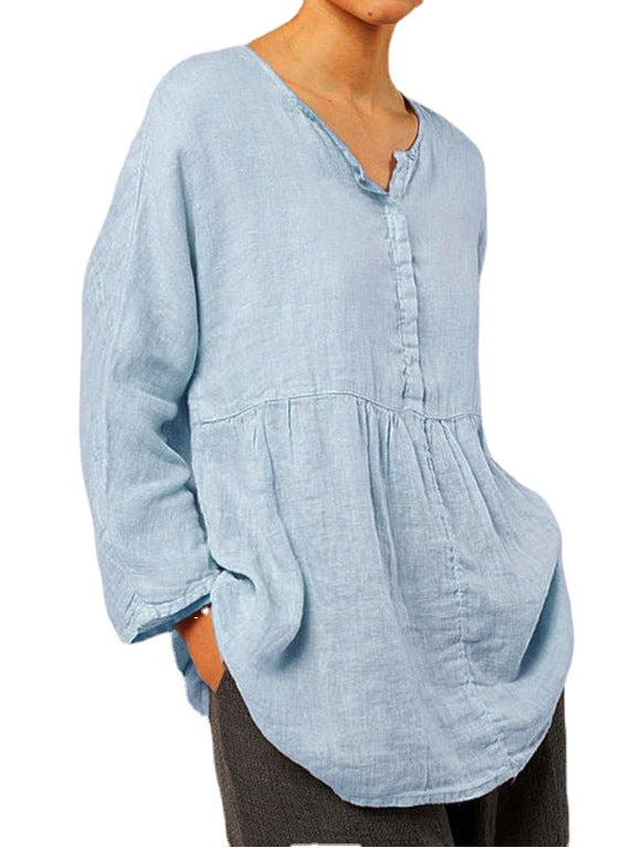 Women's Cotton Linen Casual Loose Top
