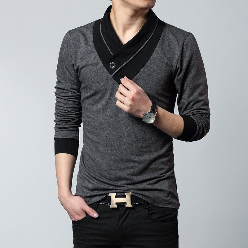 New Autumn Men's V-Neck T-Shirt