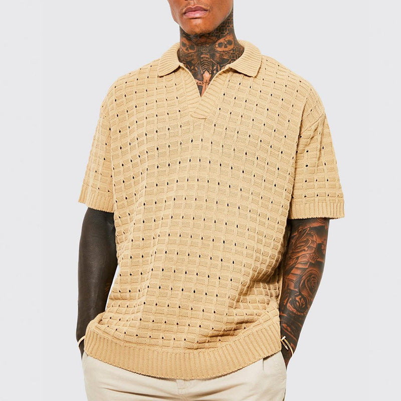 Men's Knitted Short Sleeved Casual T-Shirt
