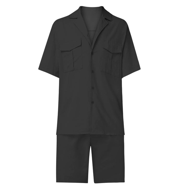 Summer Set Lapel Collar Short Sleeve Shirt & Shorts with Pockets