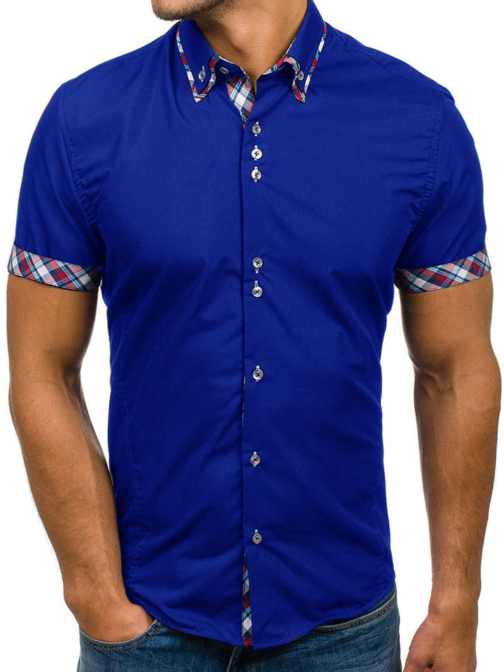 Men's Double Collar Plaid Shirt