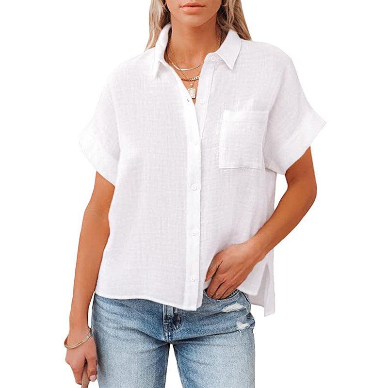 Summer Cotton Linen Short Sleeve Casual Shirt - Clevecorner