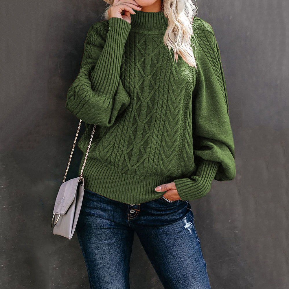 Ladies Loose Long-sleeved Knitted Solid Color Sweater