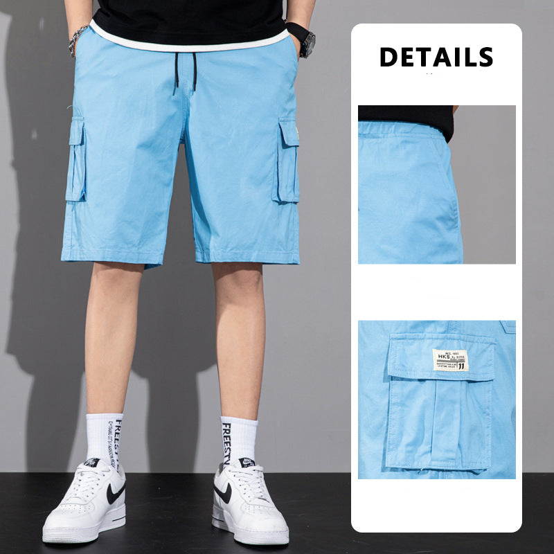 Casual Drawstring Cargo Multi Pocket Men's Beach Shorts