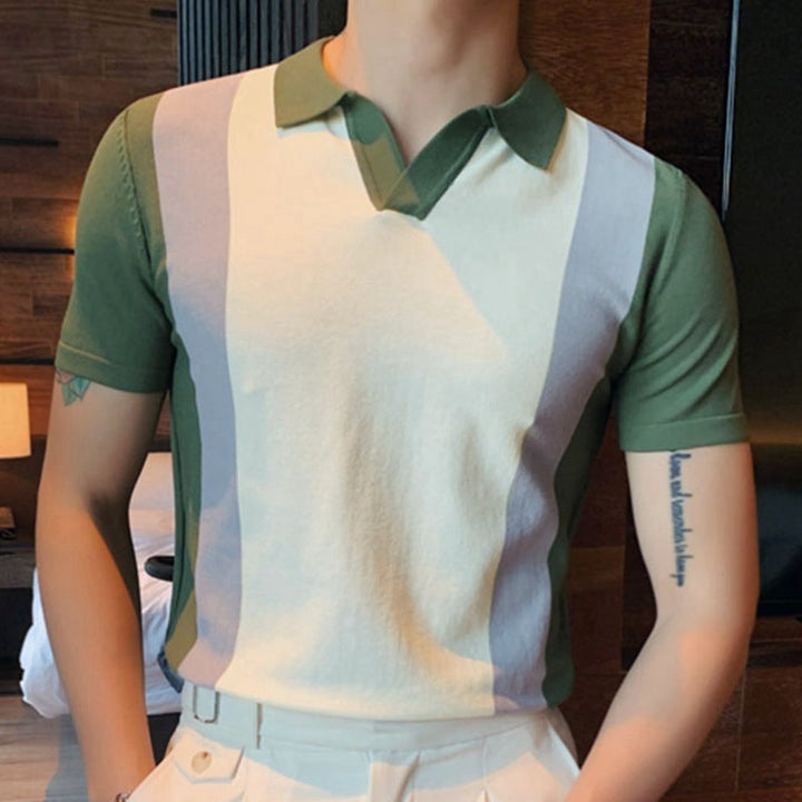 Stitching Contrast Color Pullover Sweater