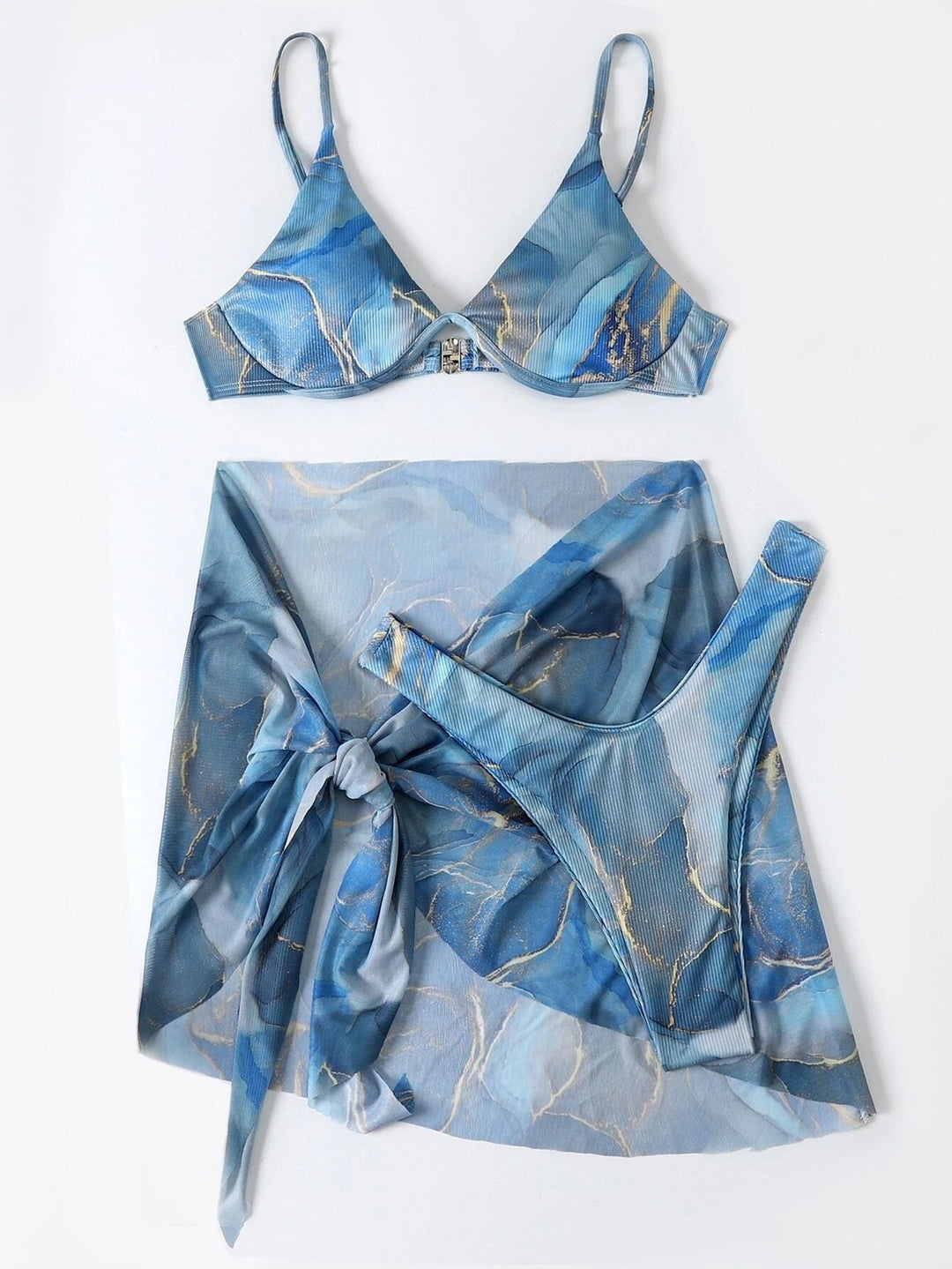 Marble Printed Lingerie Bikini Set
