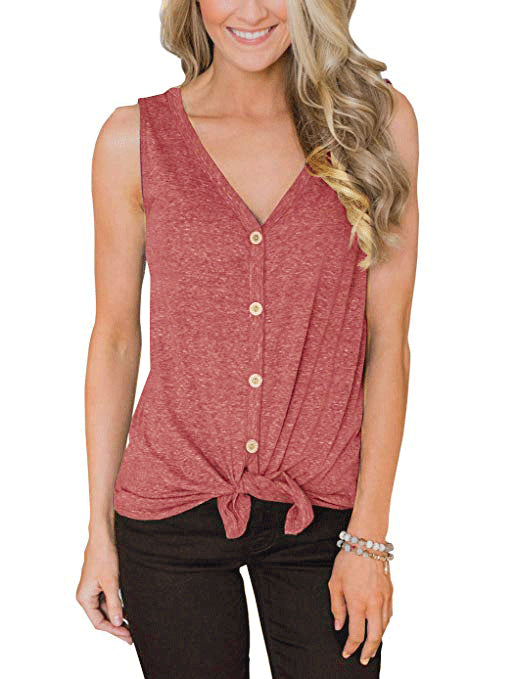 Women's V-Neck Sleeveless Bottoming Shirt Top - Clevecorner