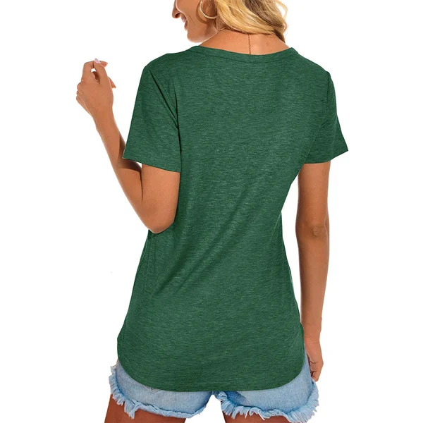 Summer V-neck Button T-shirt - Clevecorner