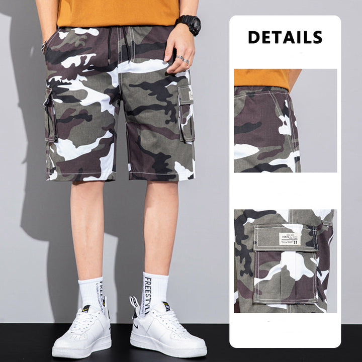 Casual Drawstring Cargo Multi Pocket Men's Beach Shorts