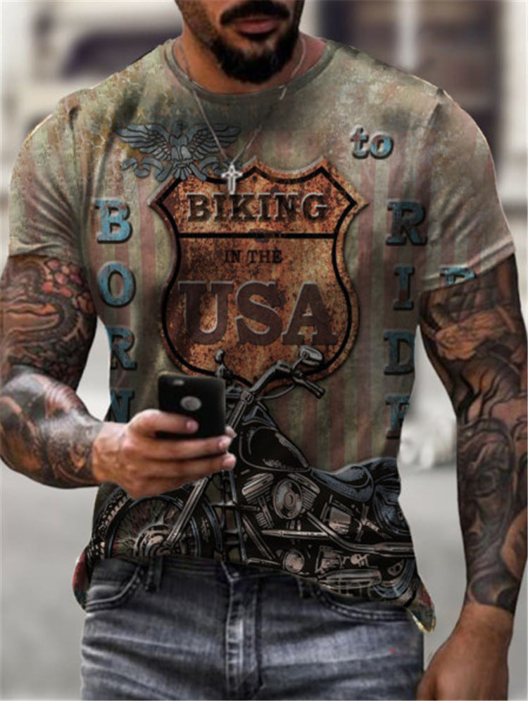 Summer Sports 3D Printed Men's Slim Fit T-Shirt: European and American Style