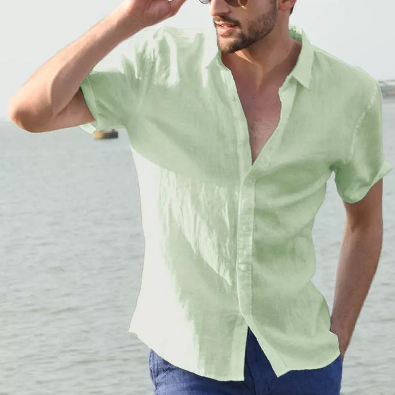 Summer Men's Solid Color Short Sleeve Casual - Clevecorner