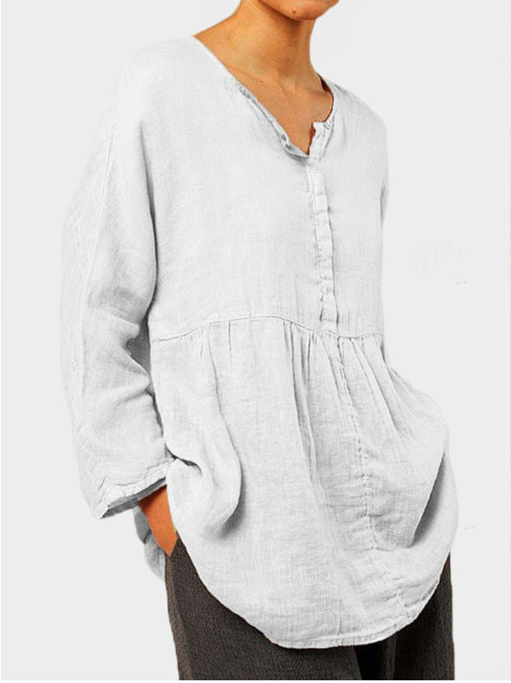 Women's Cotton Linen Casual Loose Top