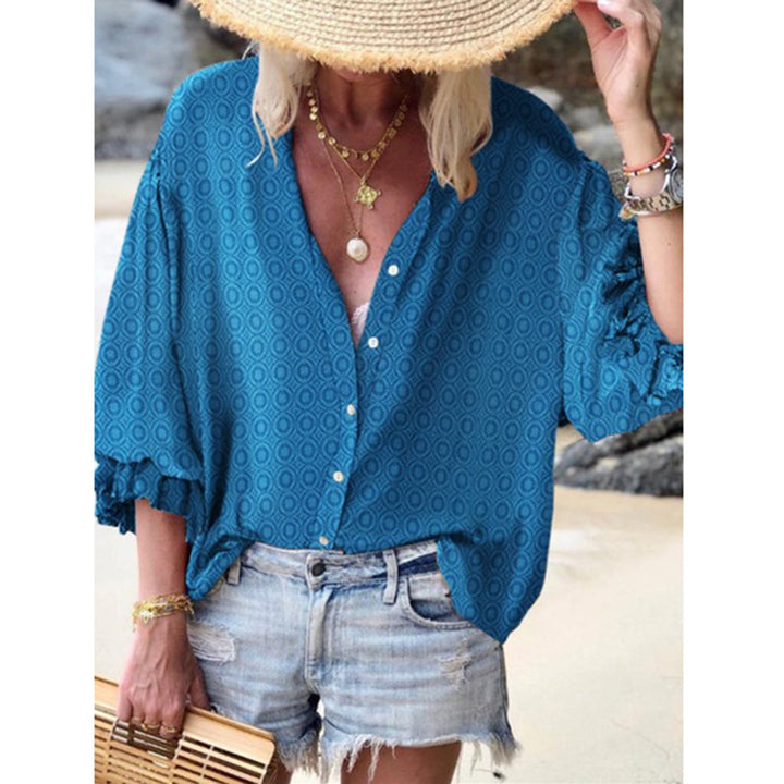 Women Loose Long-Sleeved Printed Shirt - Clevecorner