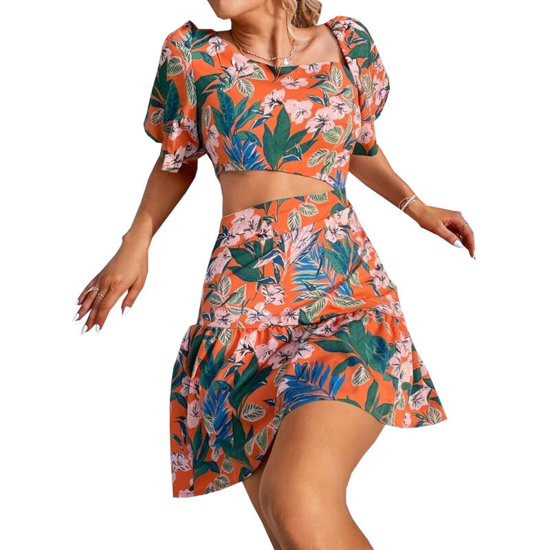 Women's Floral Print Dress - Clevecorner