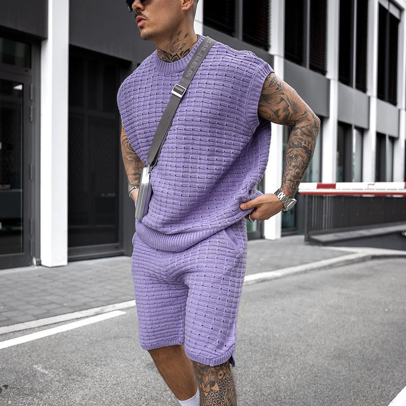 Men's Two-Piece Short-Sleeved Shirt and Shorts Set