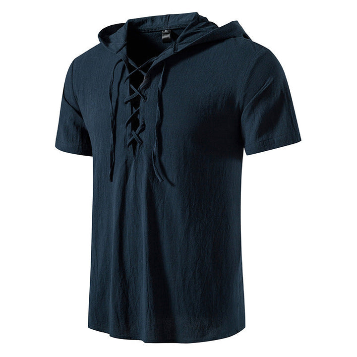 Cotton Hooded Short Sleeve Summer Shirt