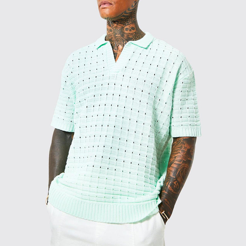 Men's Knitted Short Sleeved Casual T-Shirt