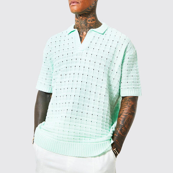 Men's Knitted Short Sleeved Casual T-Shirt