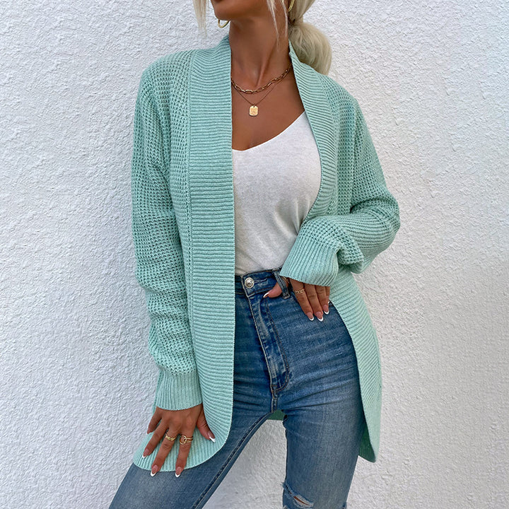 Women's Knitted Sweater Hem Curved Pocket Sweater - Clevecorner