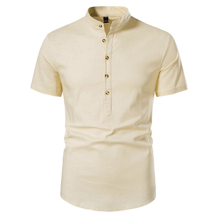 Men's Short Sleeve Stand Collar Casual Summer Shirt
