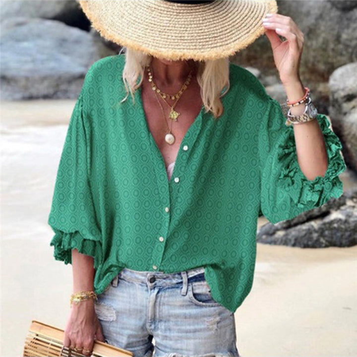 Women Loose Long-Sleeved Printed Shirt - Clevecorner