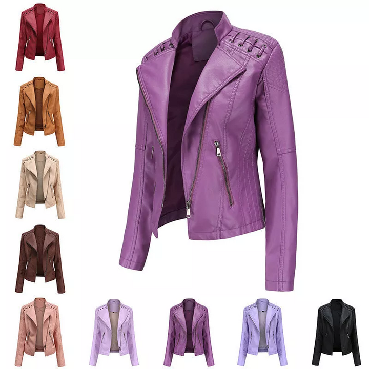 Clevecorner™ Handmade Front Zip Leather Jacket