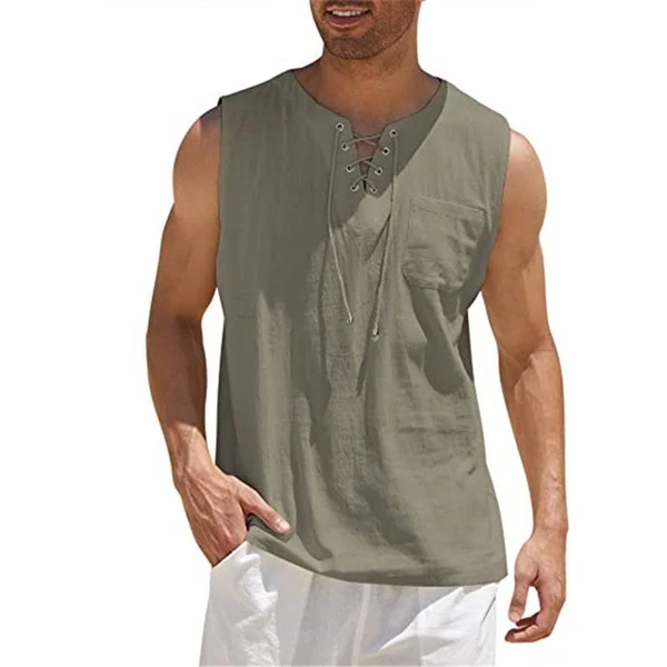 Men's Cotton Linen Sleeveless Shirt