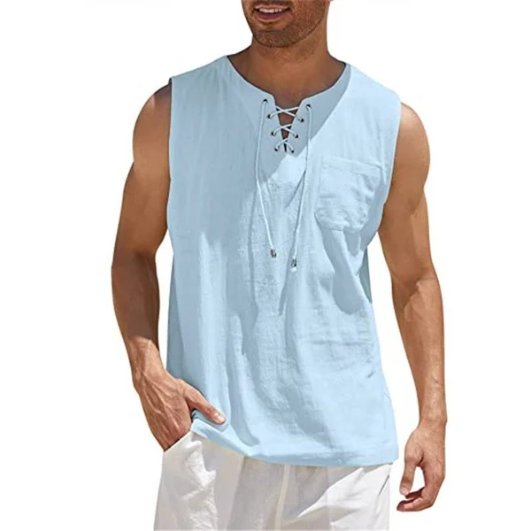 Men's Cotton Linen Sleeveless Shirt