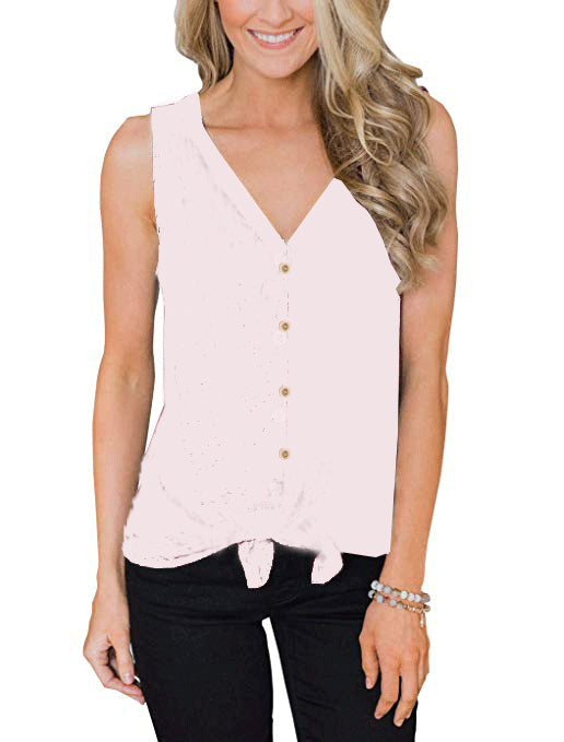 Women's V-Neck Sleeveless Bottoming Shirt Top - Clevecorner