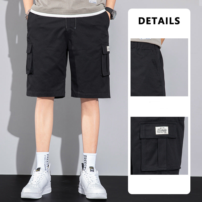 Casual Drawstring Cargo Multi Pocket Men's Beach Shorts