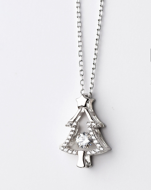 Sterling Silver Christmas Tree Clavicle Chain