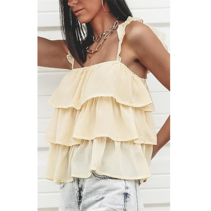 Summer New Sling Ruffle Top Vest - Clevecorner