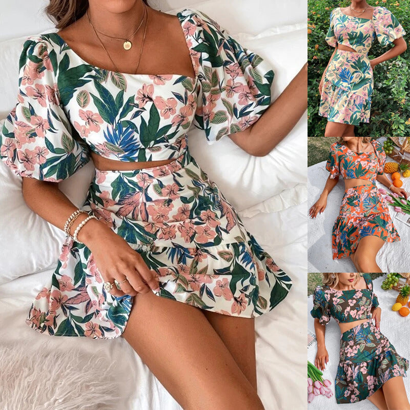 Women's Floral Print Dress - Clevecorner