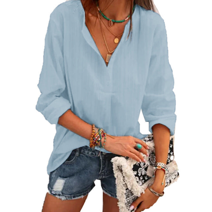 Solid Color Cotton Linen Top