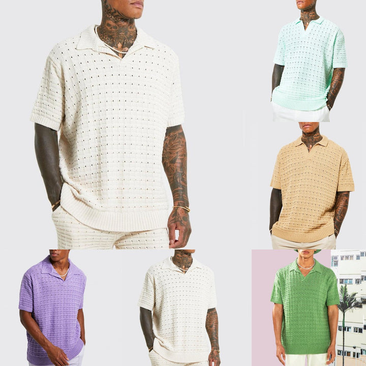 Men's Knitted Short Sleeved Casual T-Shirt