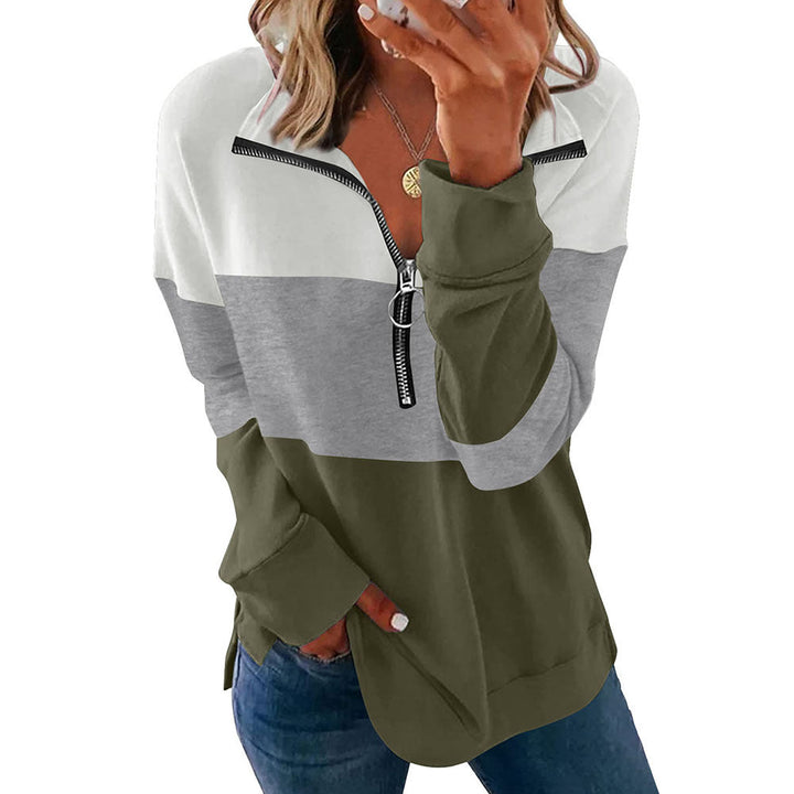 Women's Loose All Match Colorblock Sweatshirt - Clevecorner