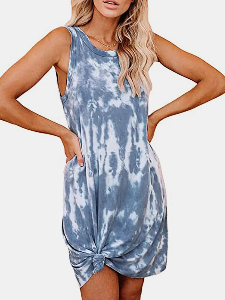 Women's Tie-Dye Sleeveless Casual Sundress - Clevecorner