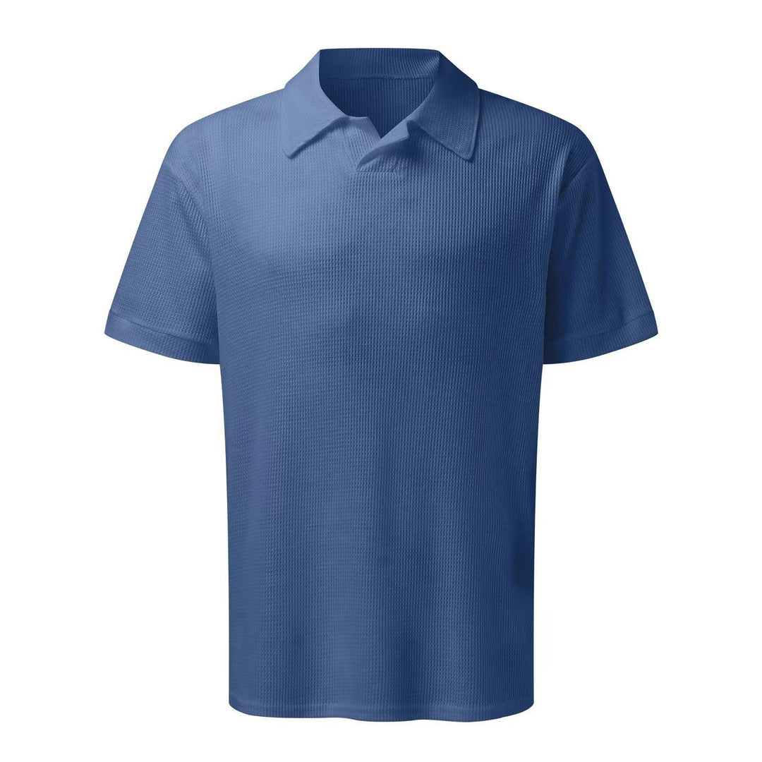 Men's Waffle Style Casual Polo Shirt 2 Pcs Set