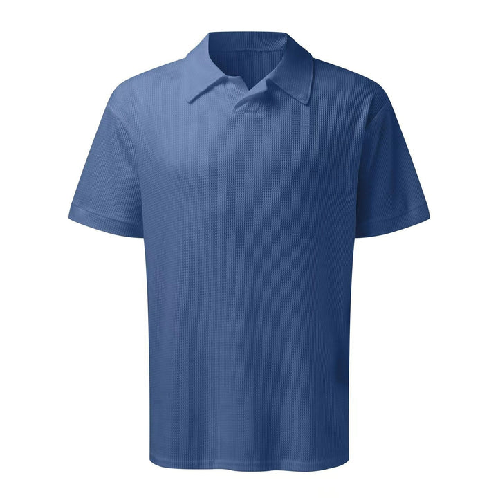 Men's Waffle Style Casual Polo Shirt 2 Pcs Set