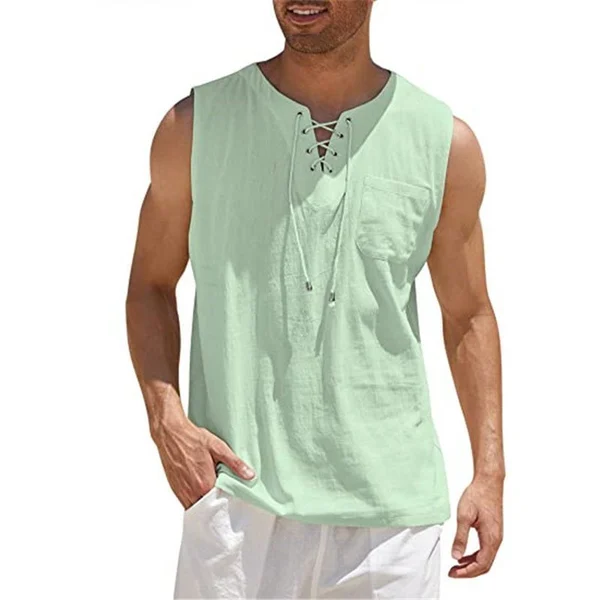 Men's Cotton Linen Sleeveless Shirt