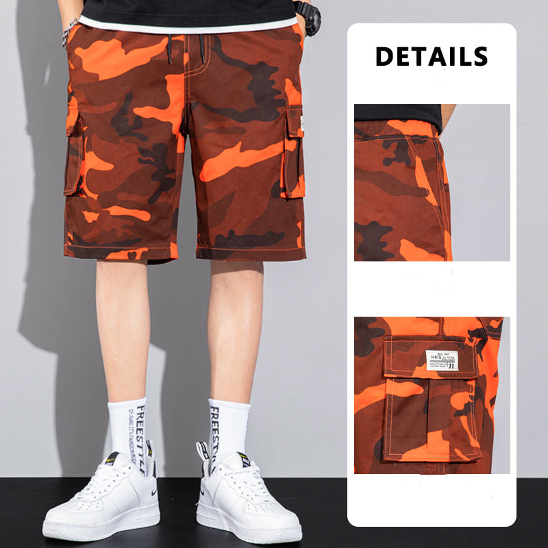 Casual Drawstring Cargo Multi Pocket Men's Beach Shorts