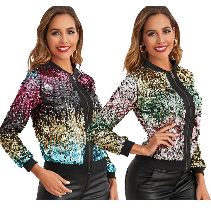 Women's Fashion Casual Color Sequined Jacket