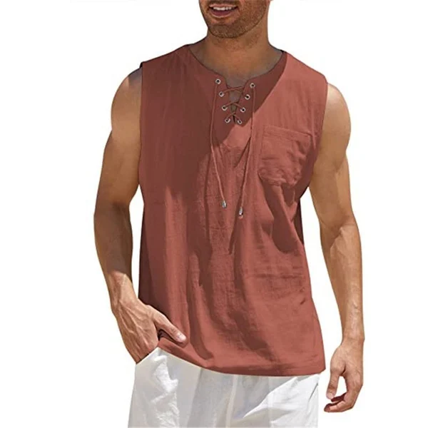Men's Cotton Linen Sleeveless Shirt