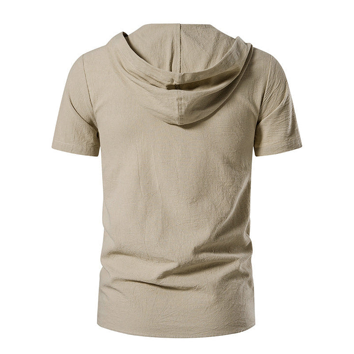 Cotton Hooded Short Sleeve Summer Shirt